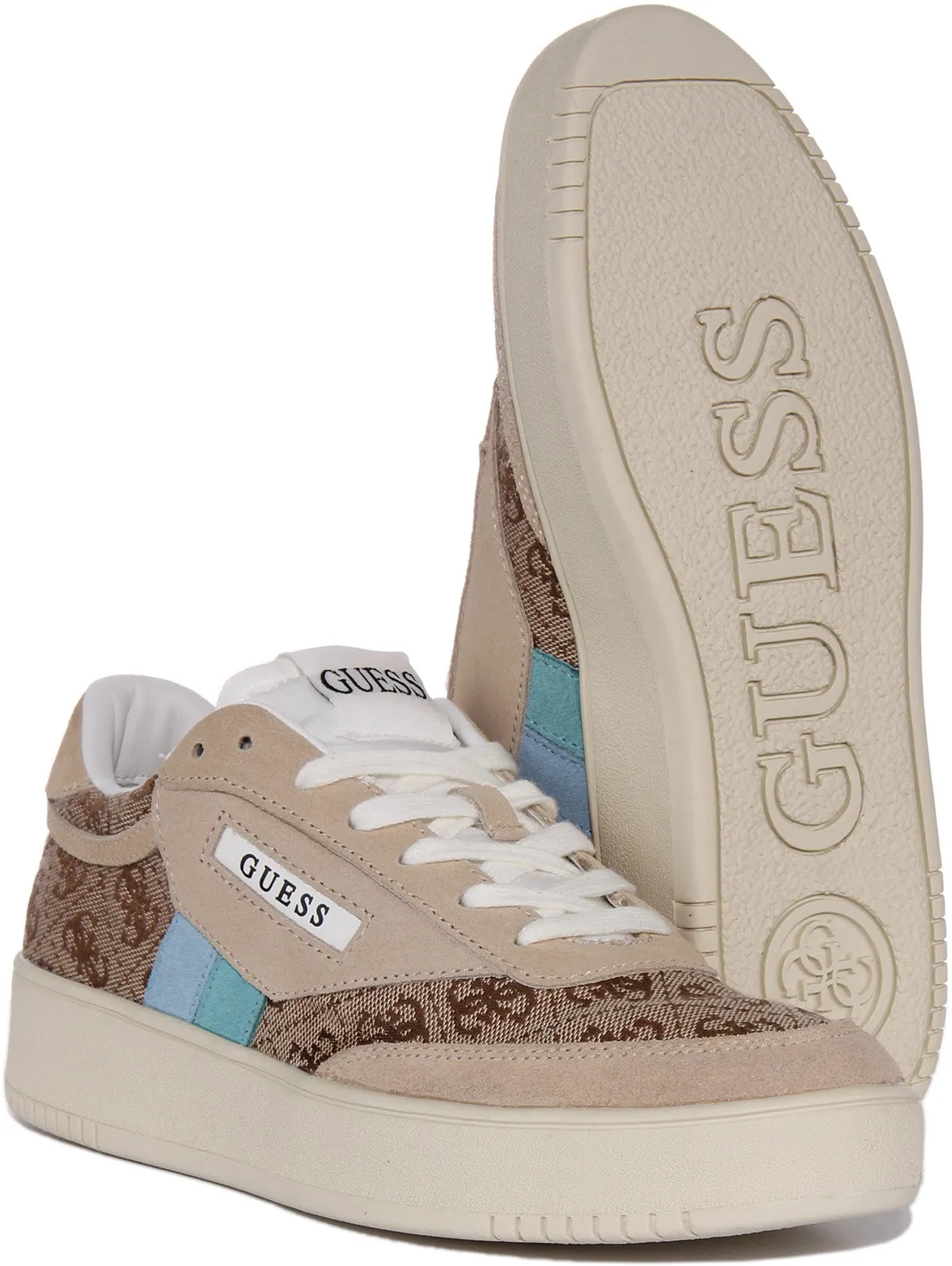 Guess Sisty 4G Trainers In Brown Blue For Women