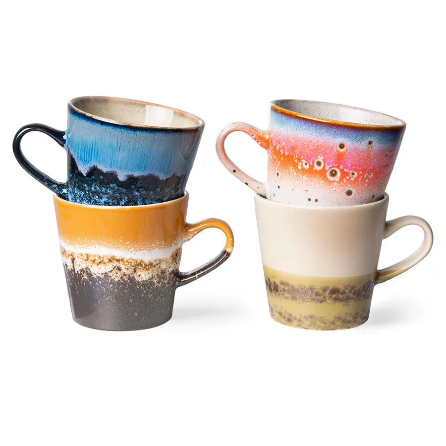 HKliving Pegasus 70's Ceramic Americano Mugs - Set of 4