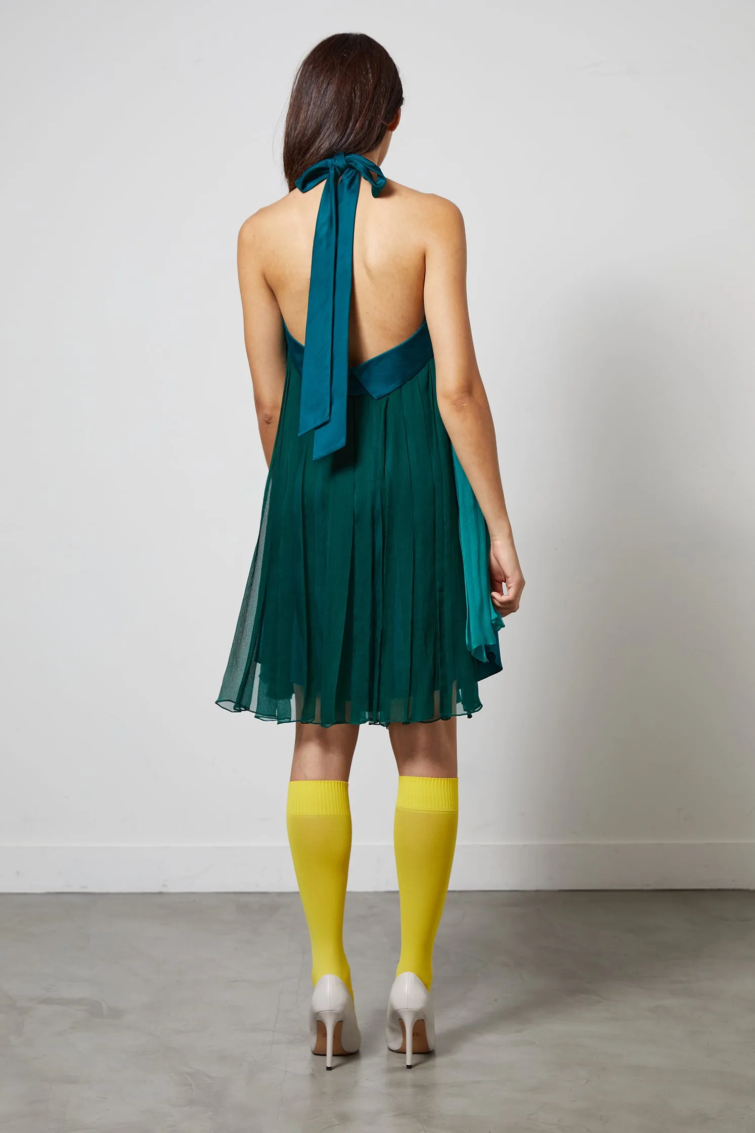 IBIS jade - pleated silk dress