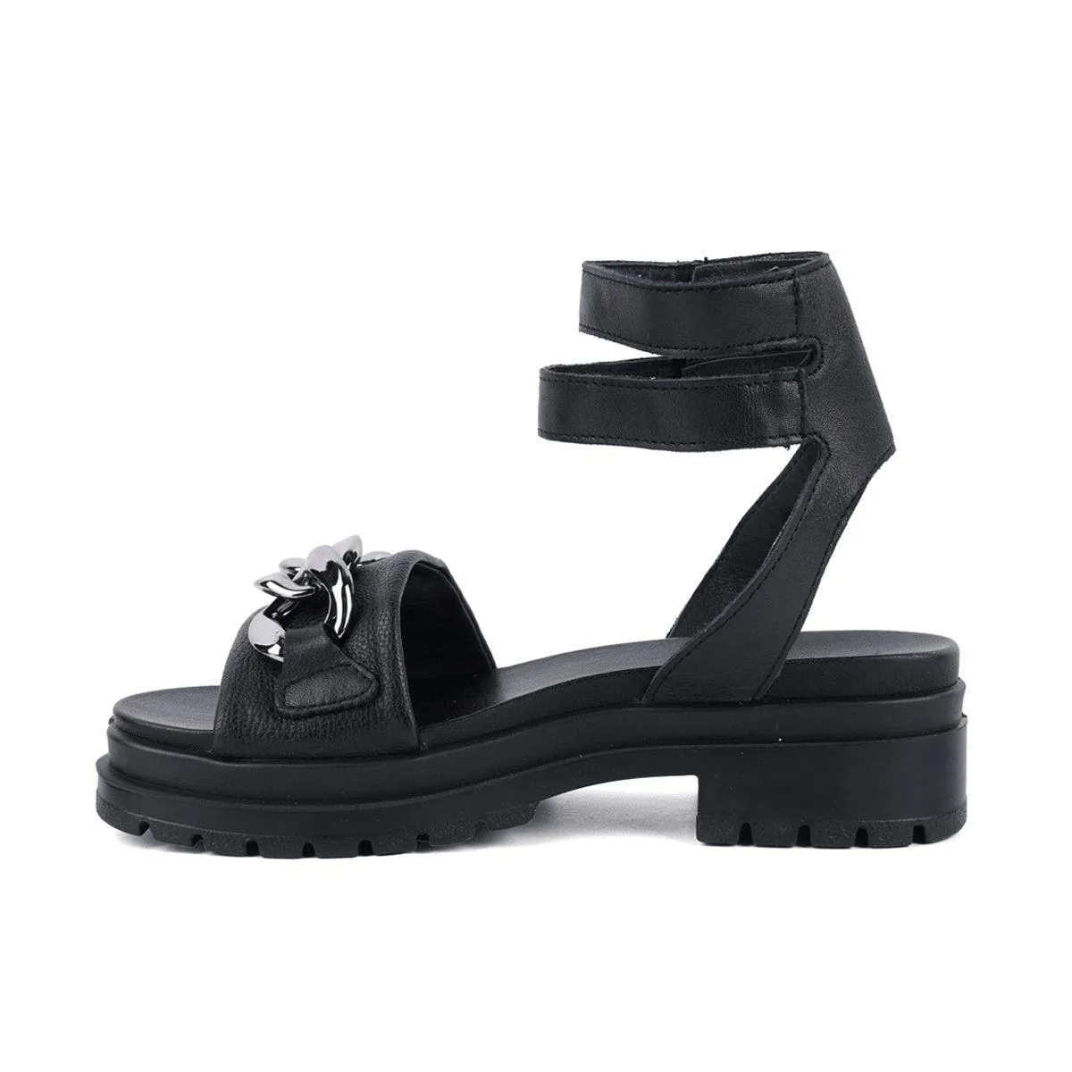 Igi & Co Strap Mid-Heel Sandals Leather Black Colour For Women