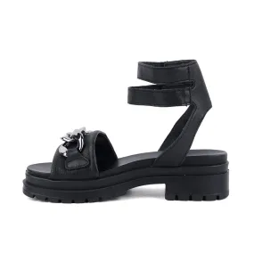 Igi & Co Strap Mid-Heel Sandals Leather Black Colour For Women