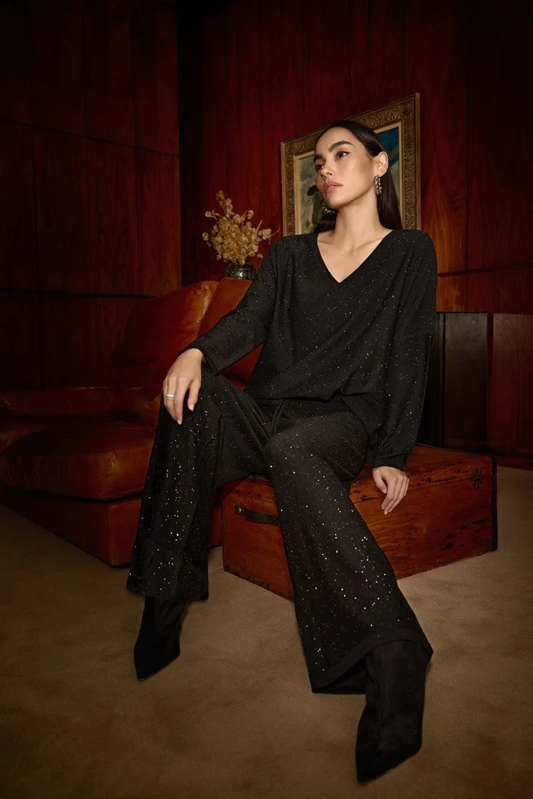 Joseph Ribkoff Sequined Sweater Knit Culotte Pants