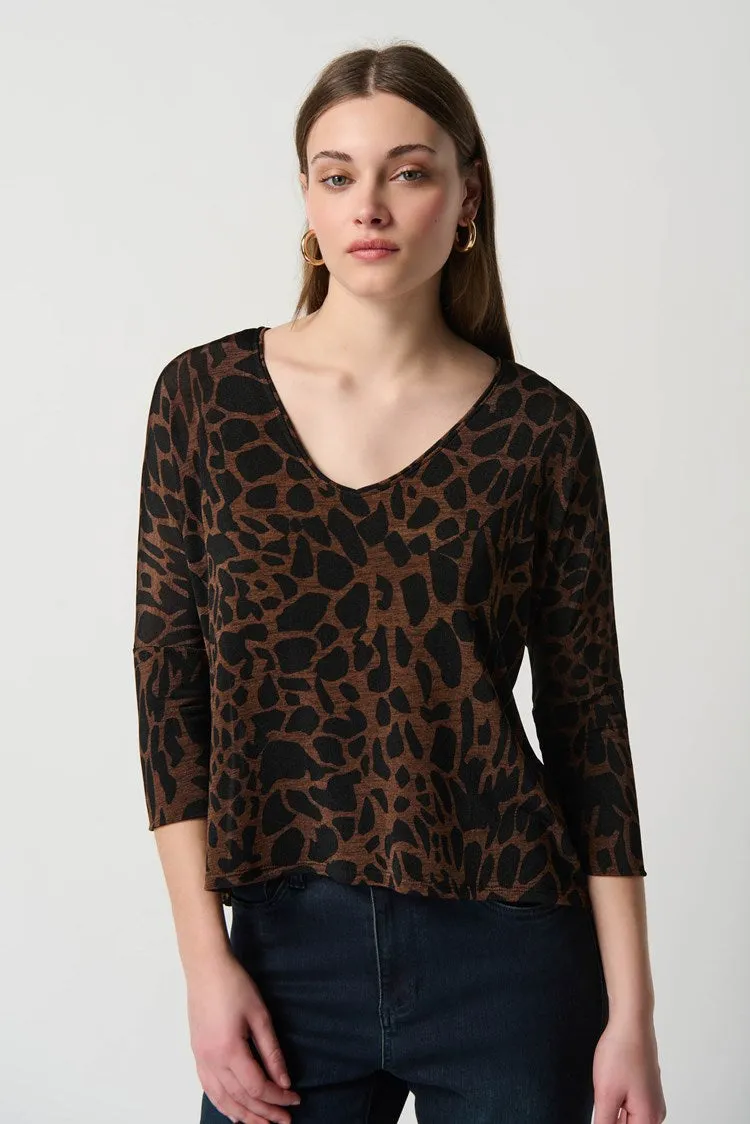 Joseph Ribkoff Shiny Knit Animal Print Tunic