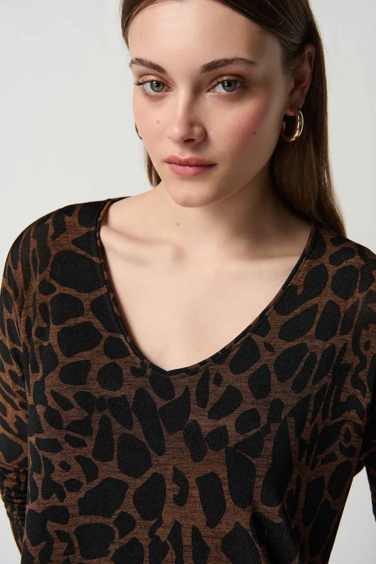 Joseph Ribkoff Shiny Knit Animal Print Tunic