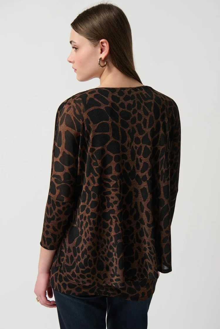 Joseph Ribkoff Shiny Knit Animal Print Tunic