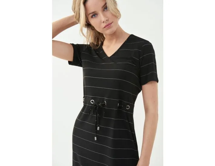 Joseph Ribkoff Short Sleeve Striped Knit Dress