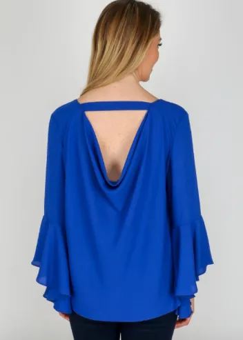 Joseph Ribkoff Vneck Bell Sleeve Chiffon Top 181290