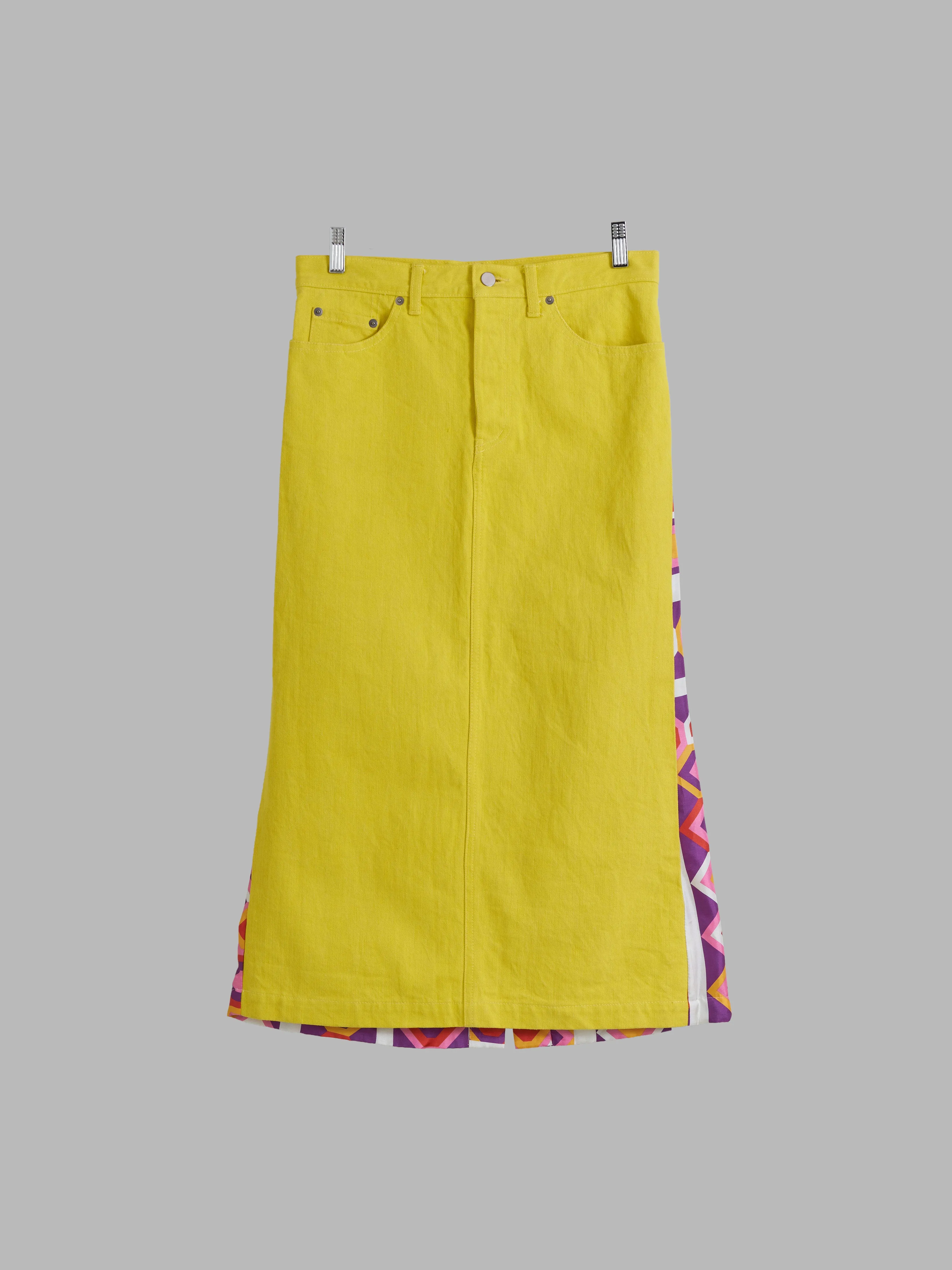 Junya Watanabe Comme des Garcons SS2001 yellow denim skirt with satin back