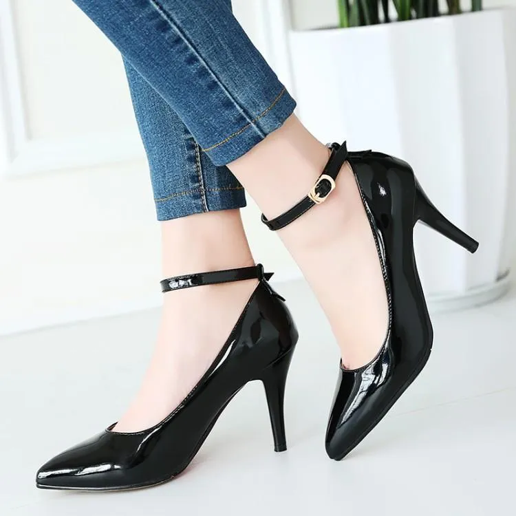 Ladies Pointed Toe Patent Leather High Heel Pumps