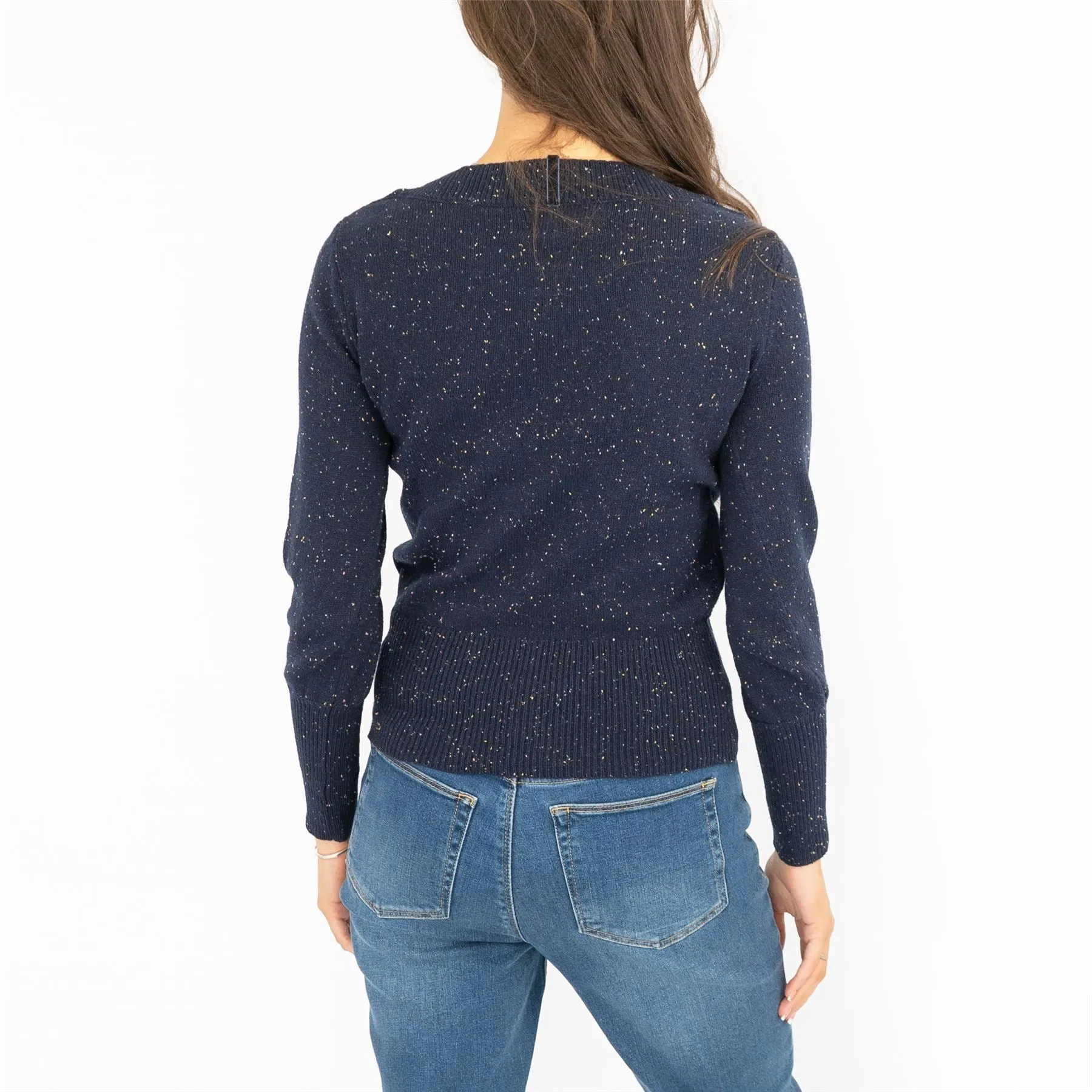 M&S Boat Neck Long Sleeve Navy Jumper with Wool