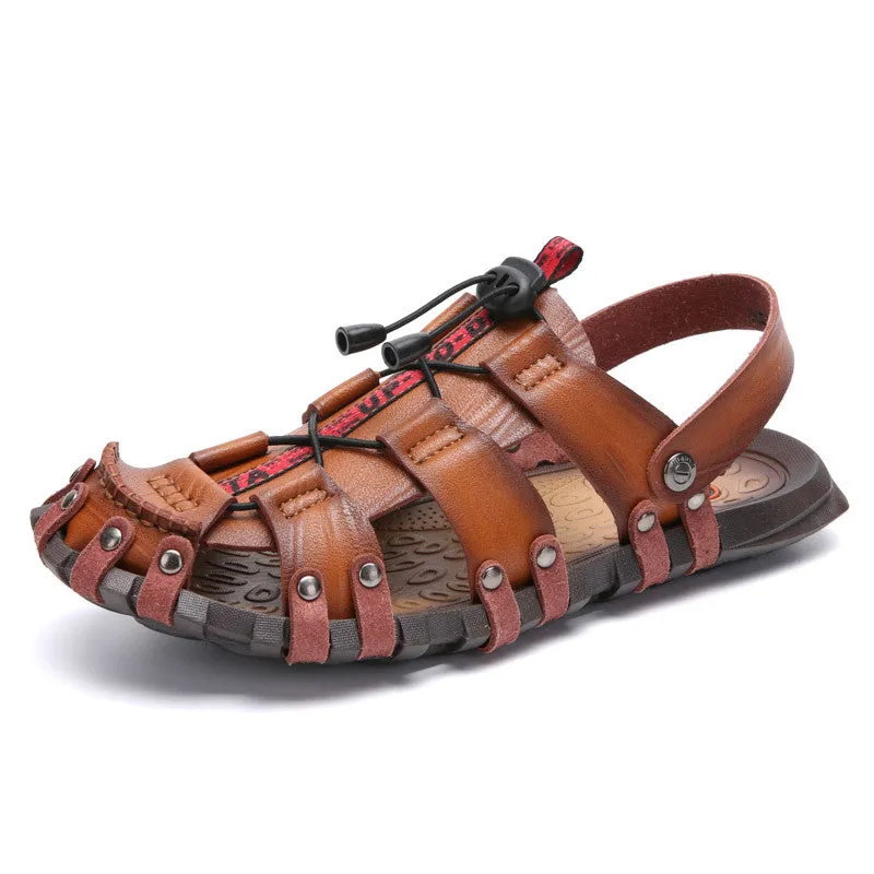 Men Sandals Summer Beach Shoes Fashion Genuine Leather Sandals