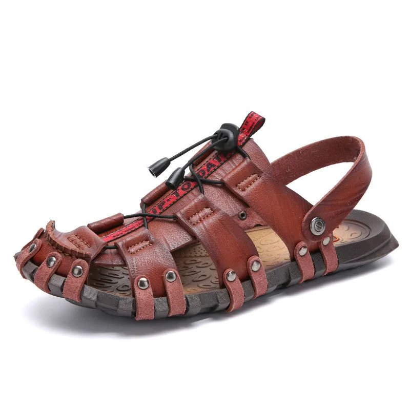 Men Sandals Summer Beach Shoes Fashion Genuine Leather Sandals