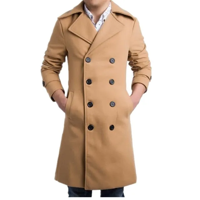 Mens Trench Coat 2018 New Fashion Designer Men Long Coat Autumn Winter Double-breasted Windproof Slim Trench Coat Men Plus Size