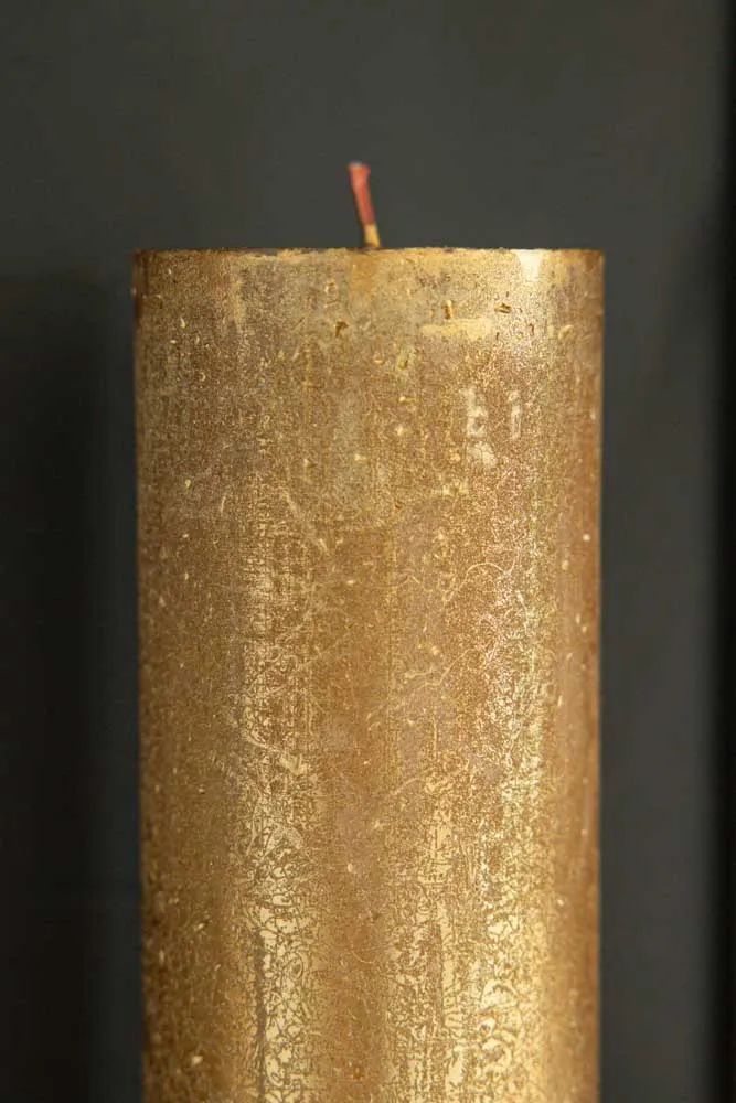 Metallic Gold Shimmer Pillar Candle - Medium