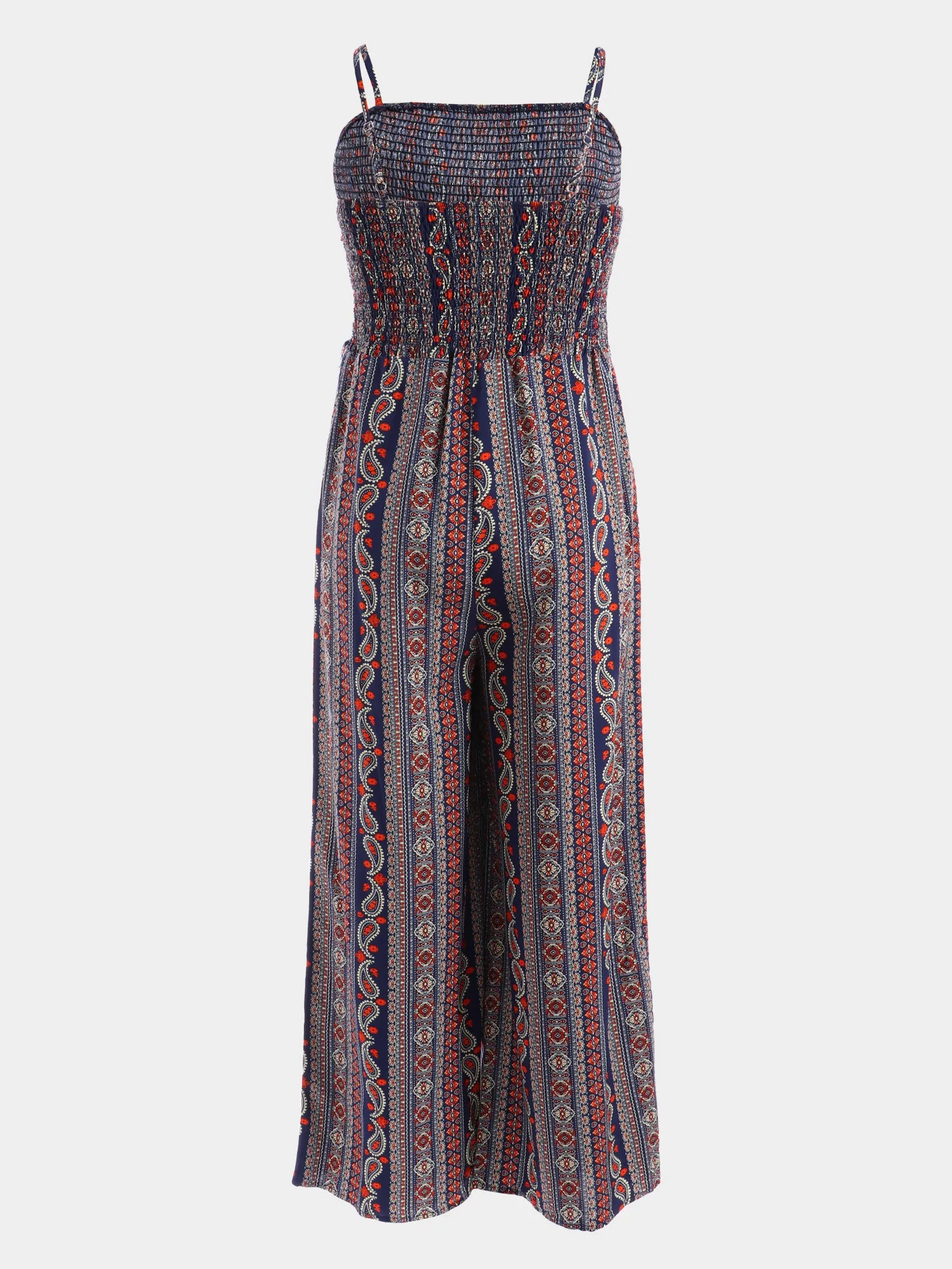 Midsize Retro Cashew Print Bowknot Jumpsuit