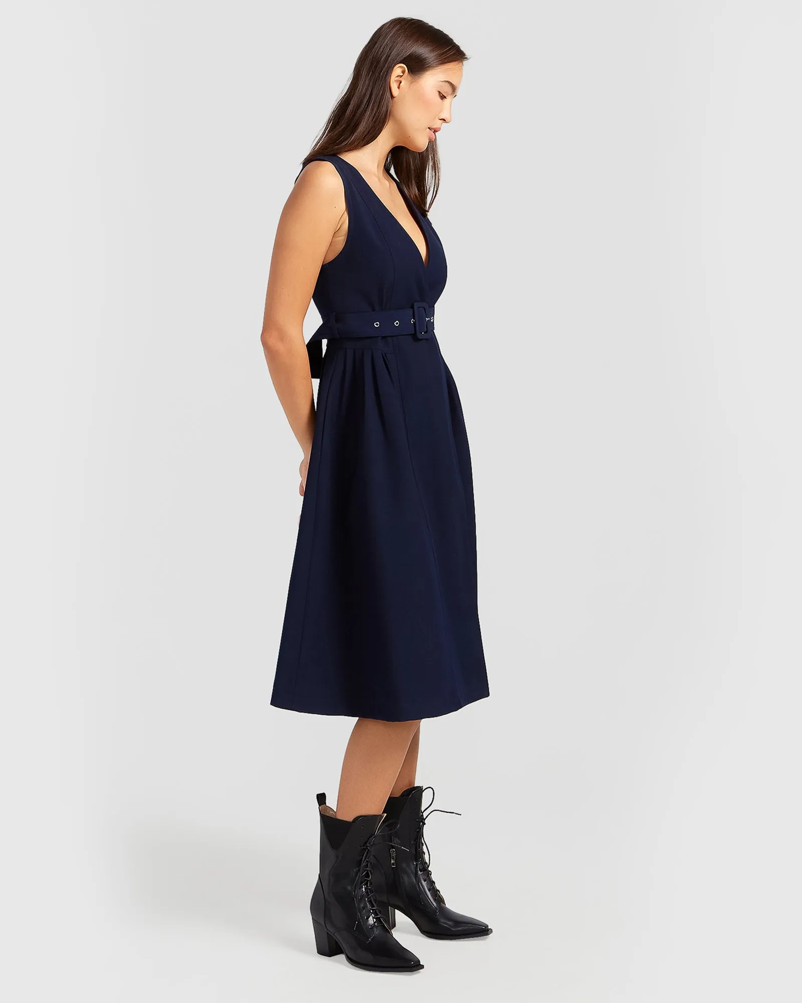 Miss Independence Midi Dress - Navy