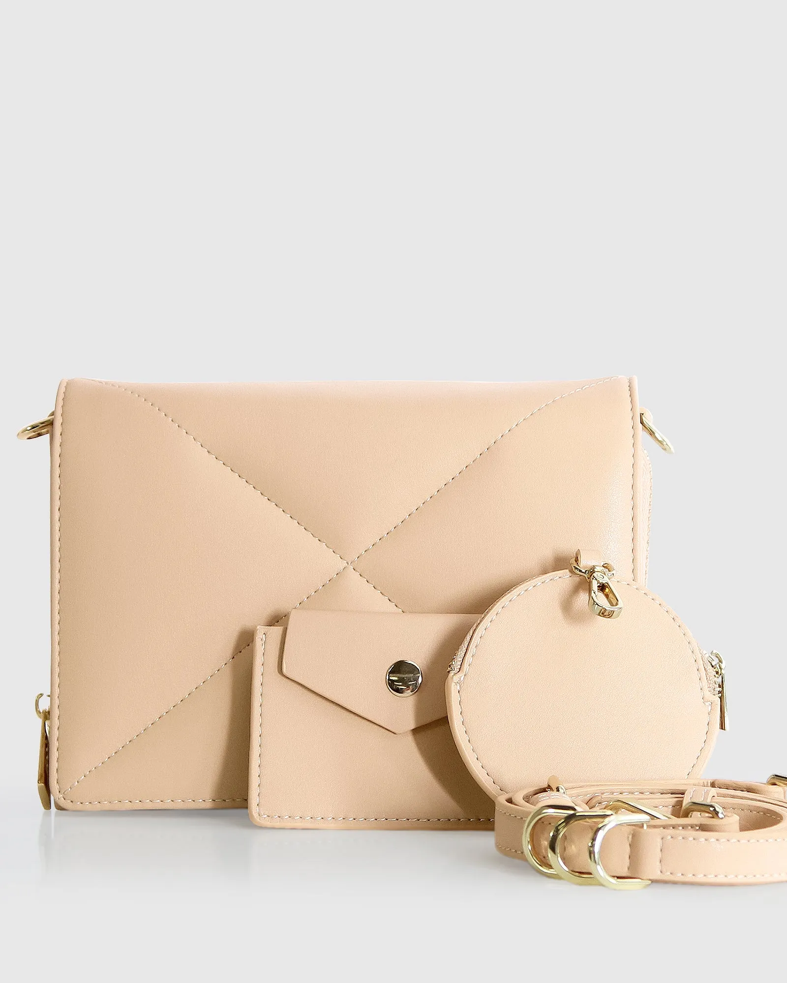 Moonlit Drive Leather Crossbody Bag - Latte