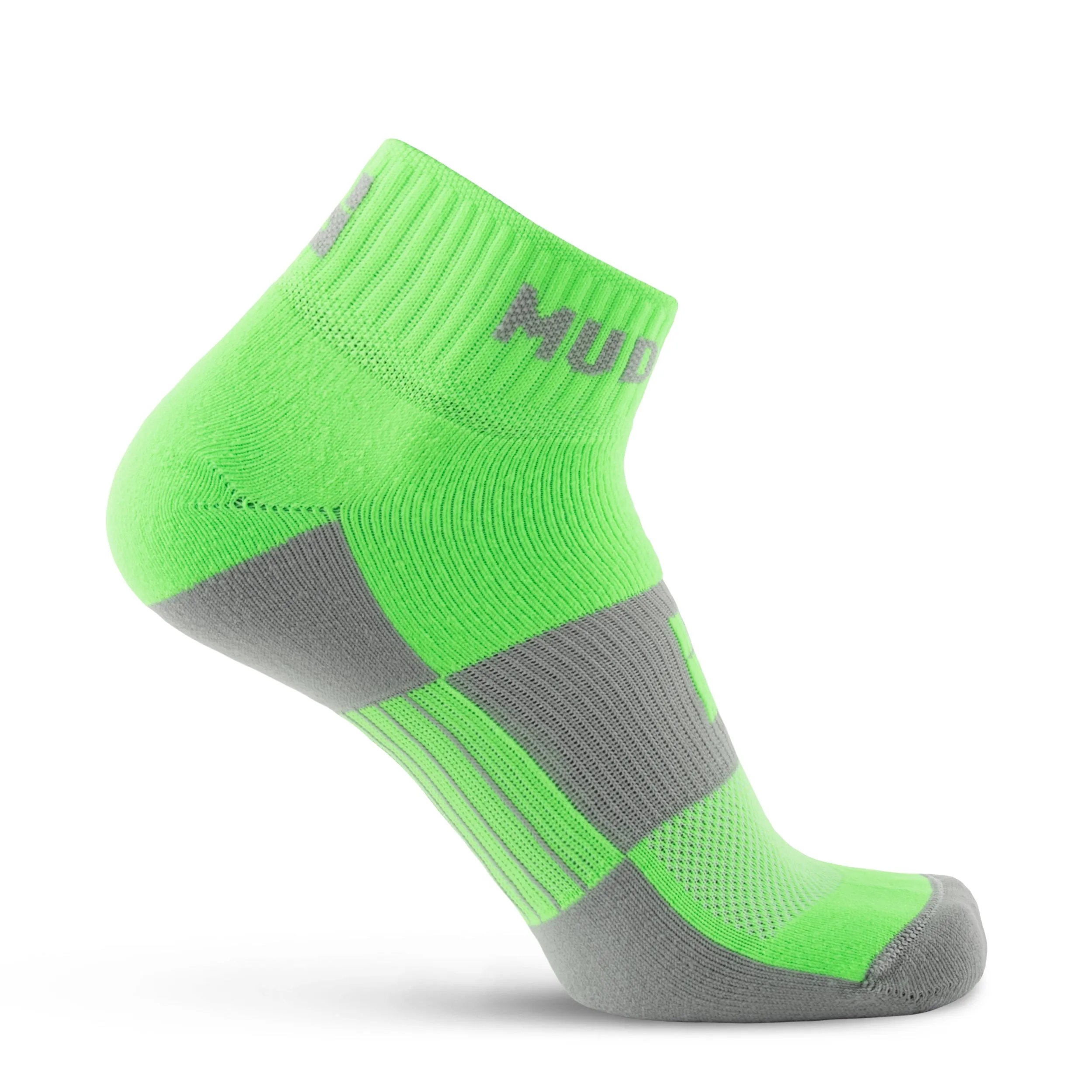 MudGear Quarter (¼) Crew Socks - Neon Green (2 pair pack)