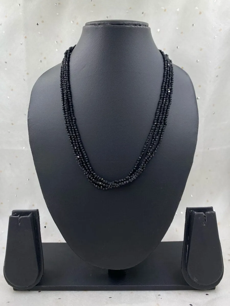 Multilayered Semi Precious Black Spinal Beads Necklace For Ladies