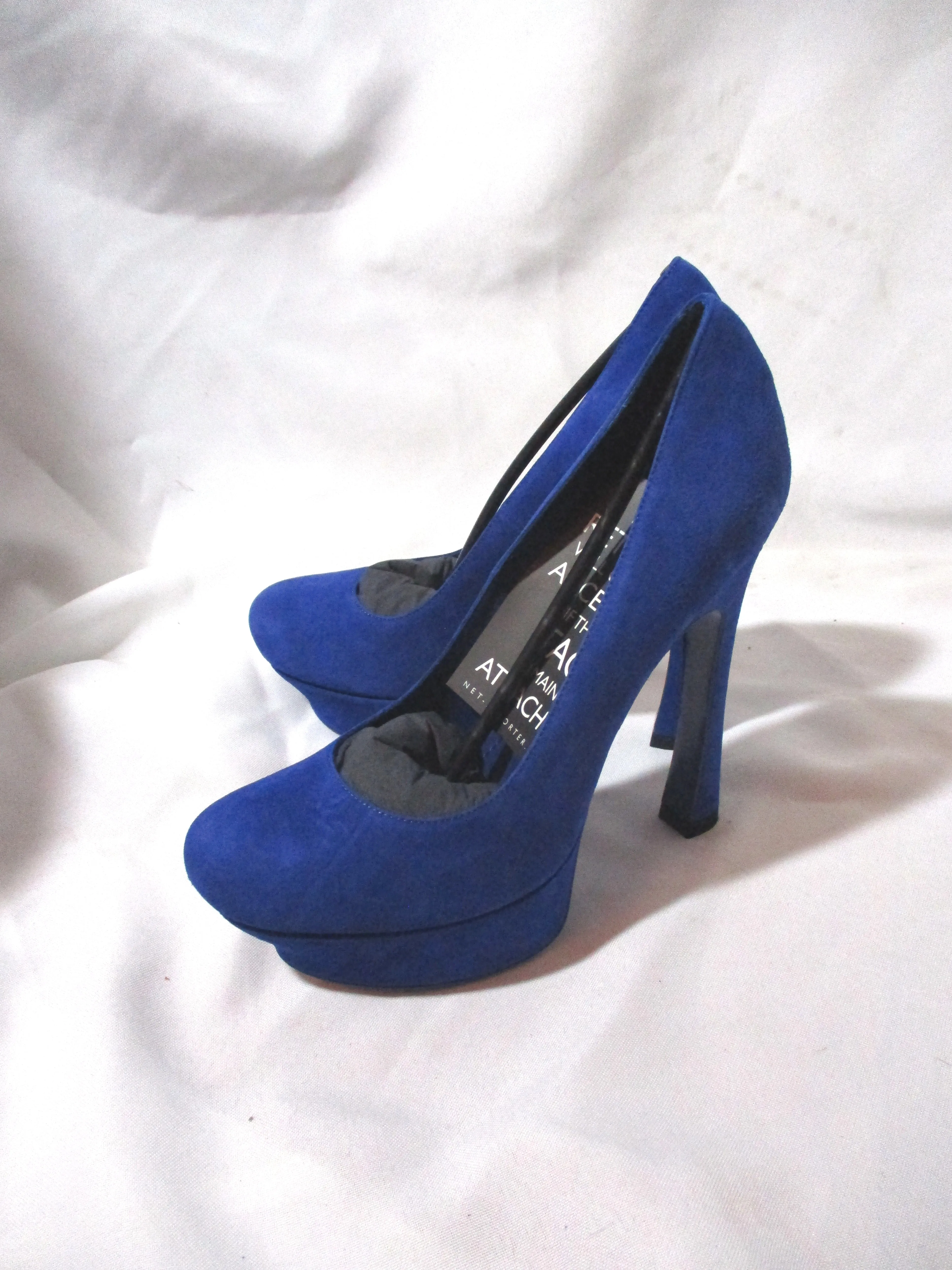 NEW NIB SAINT LAURENT PARIS Stiletto Heel Platform PUMP SHOE 36.5 BLUE