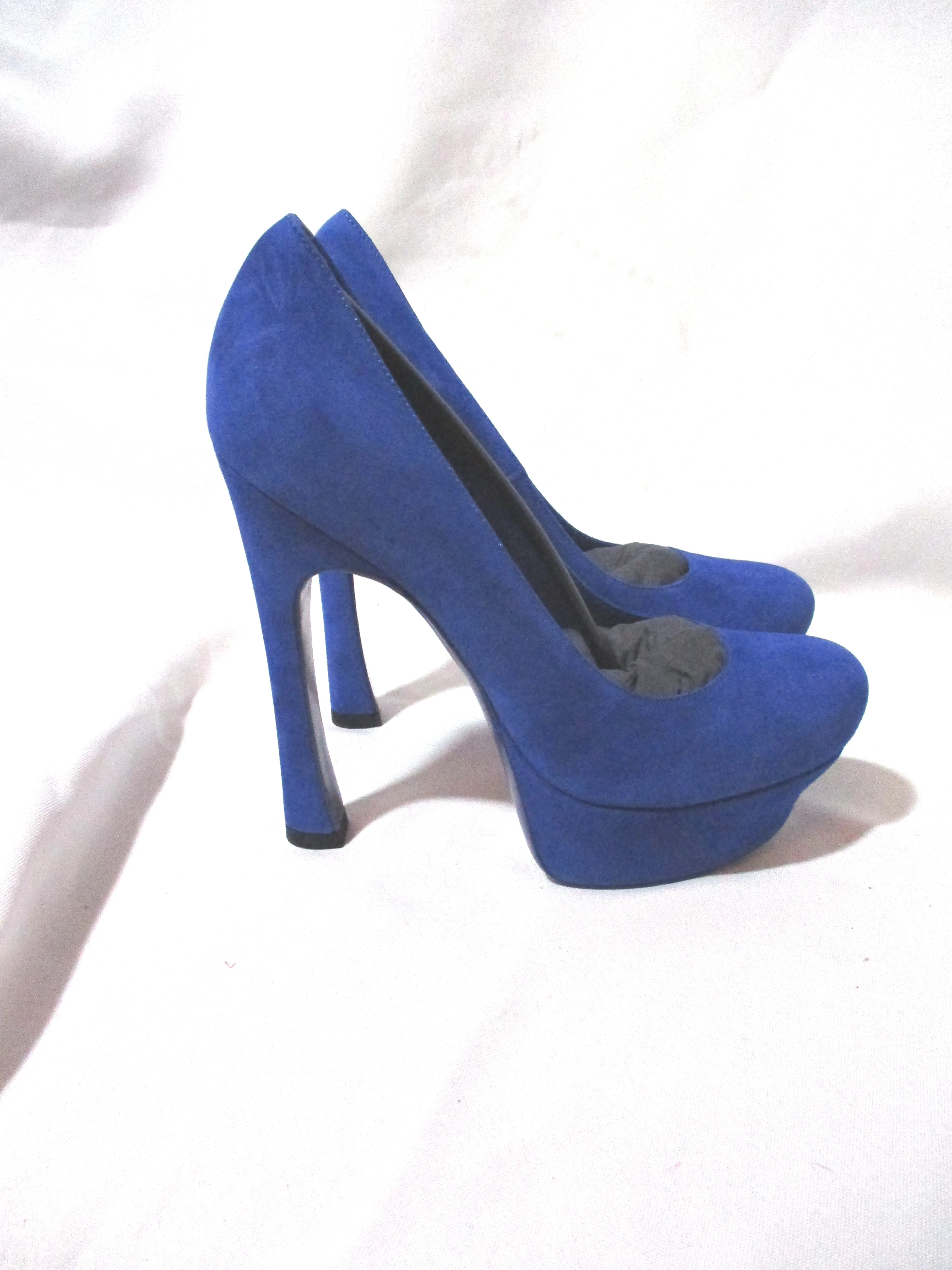 NEW NIB SAINT LAURENT PARIS Stiletto Heel Platform PUMP SHOE 36.5 BLUE