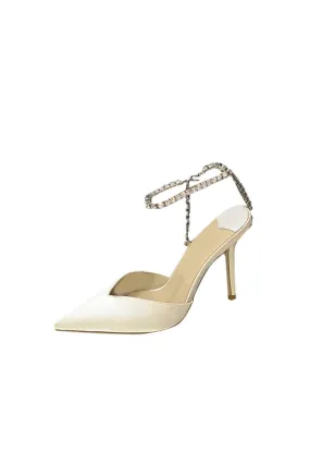 Off White Stiletto Ankle High Heel Sandals