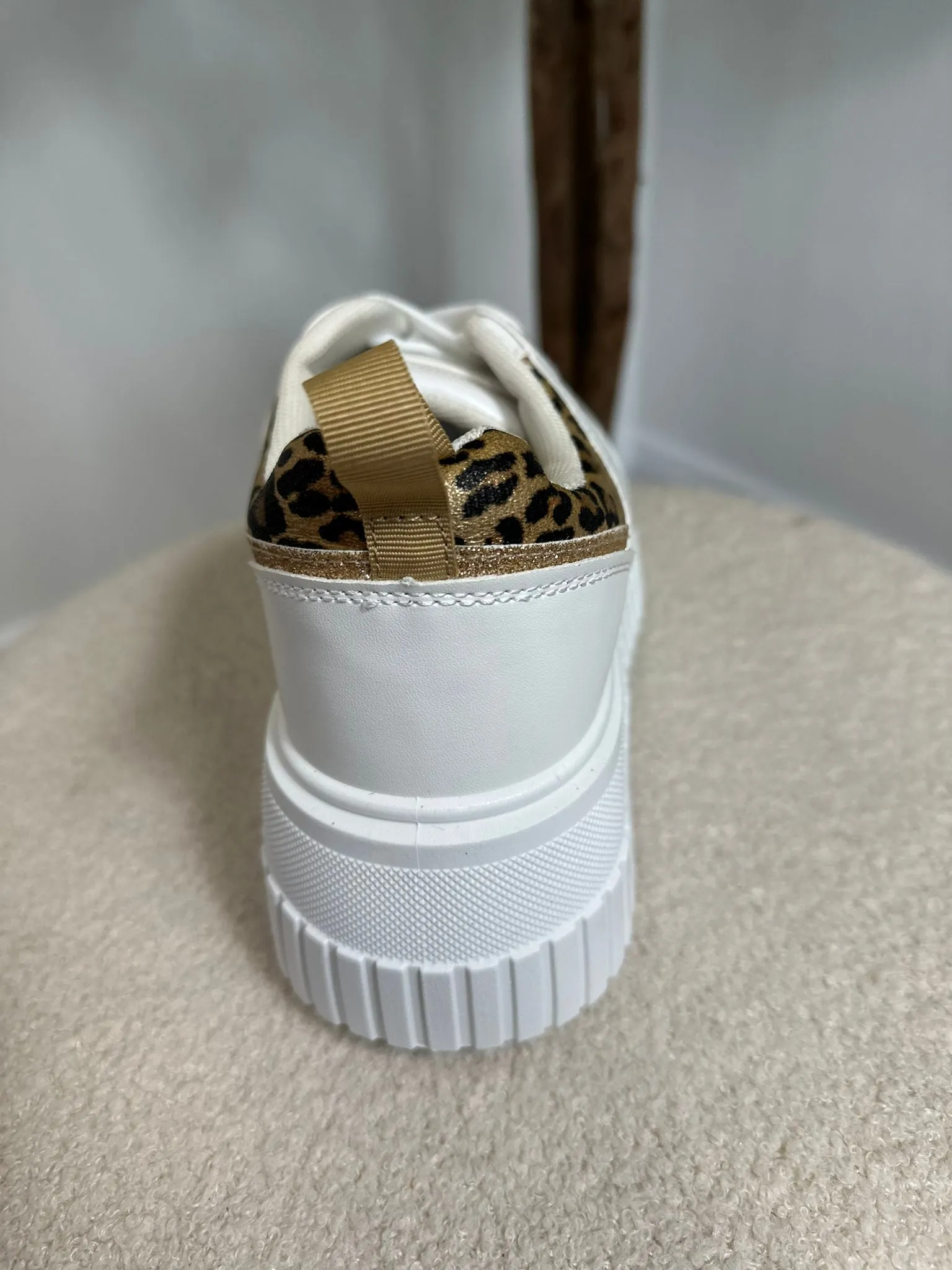 Platform Leopard Trainer- White