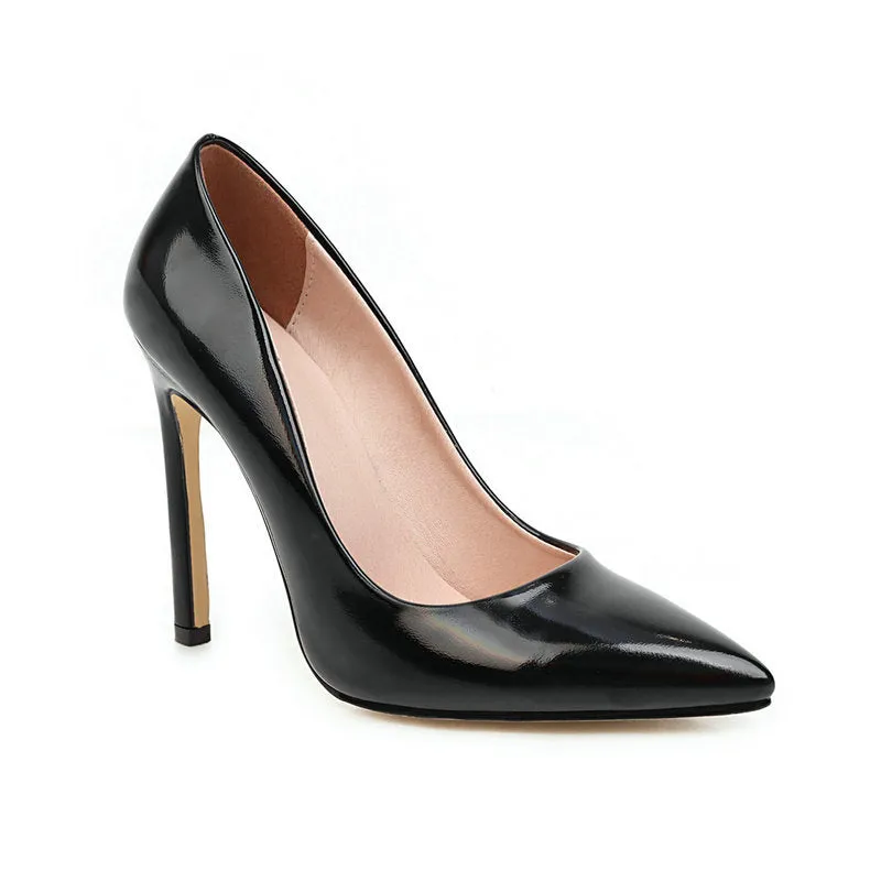 PU patent leather ppinted toe stilettos