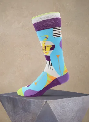 "Bourbon Street" Sock in Purple/Light Blue