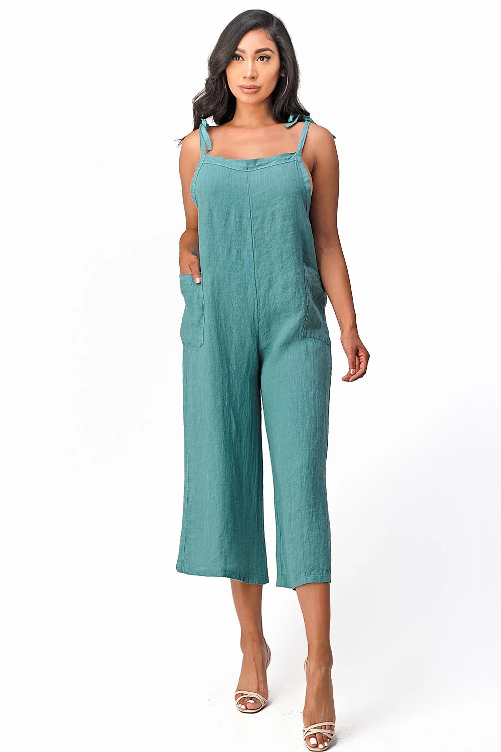 Raw Moda Sides Adjustable Linen Romper