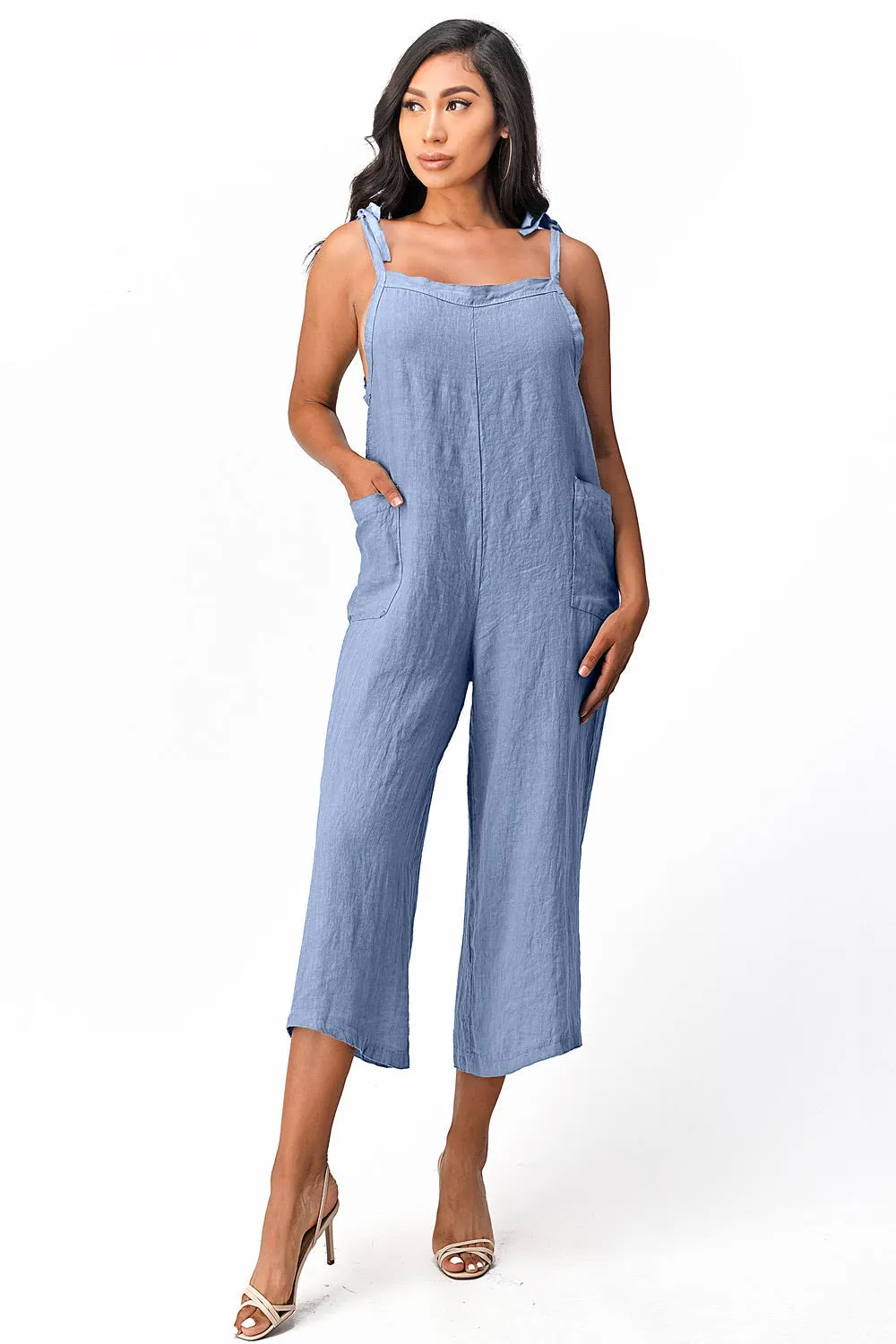 Raw Moda Sides Adjustable Linen Romper