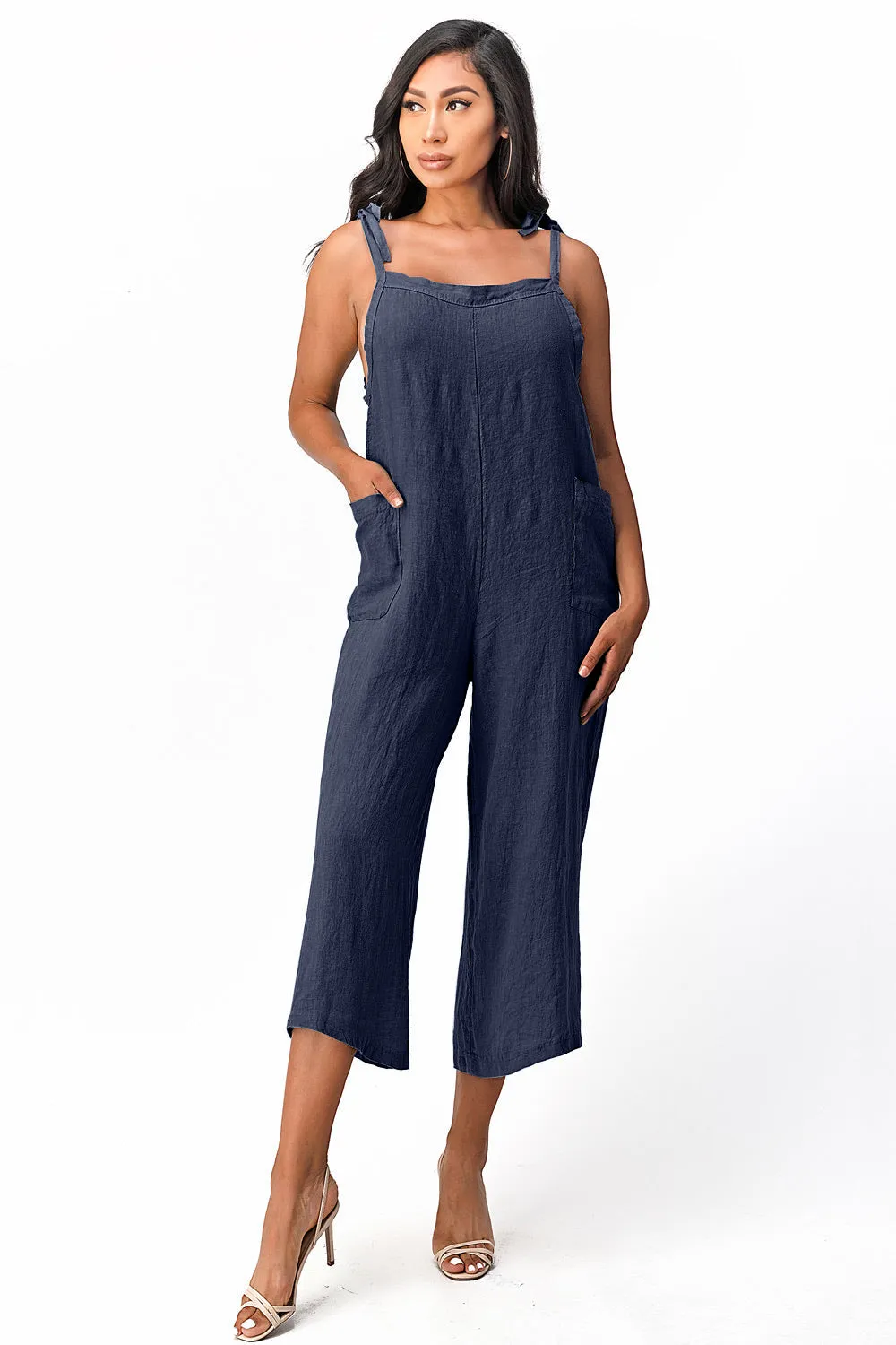 Raw Moda Sides Adjustable Linen Romper