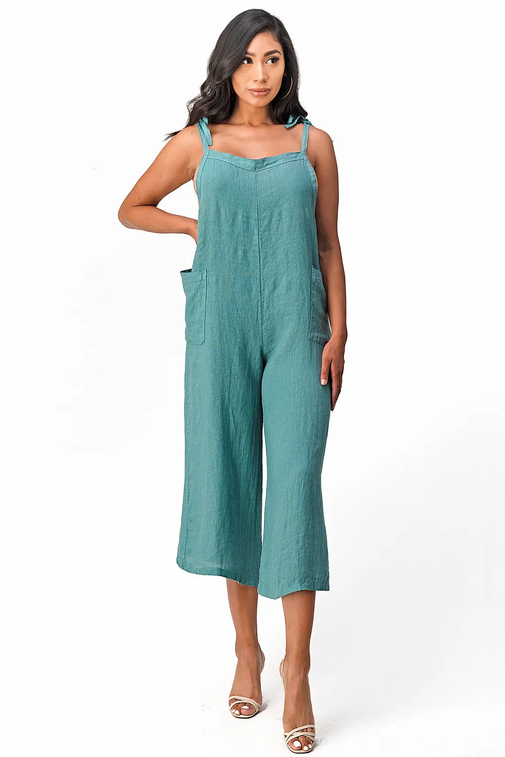 Raw Moda Sides Adjustable Linen Romper