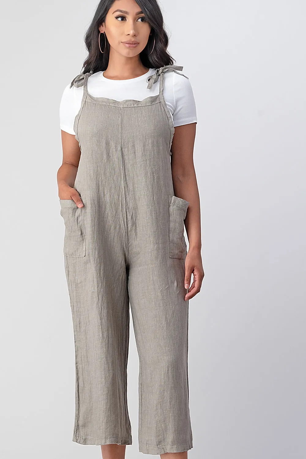 Raw Moda Sides Adjustable Linen Romper