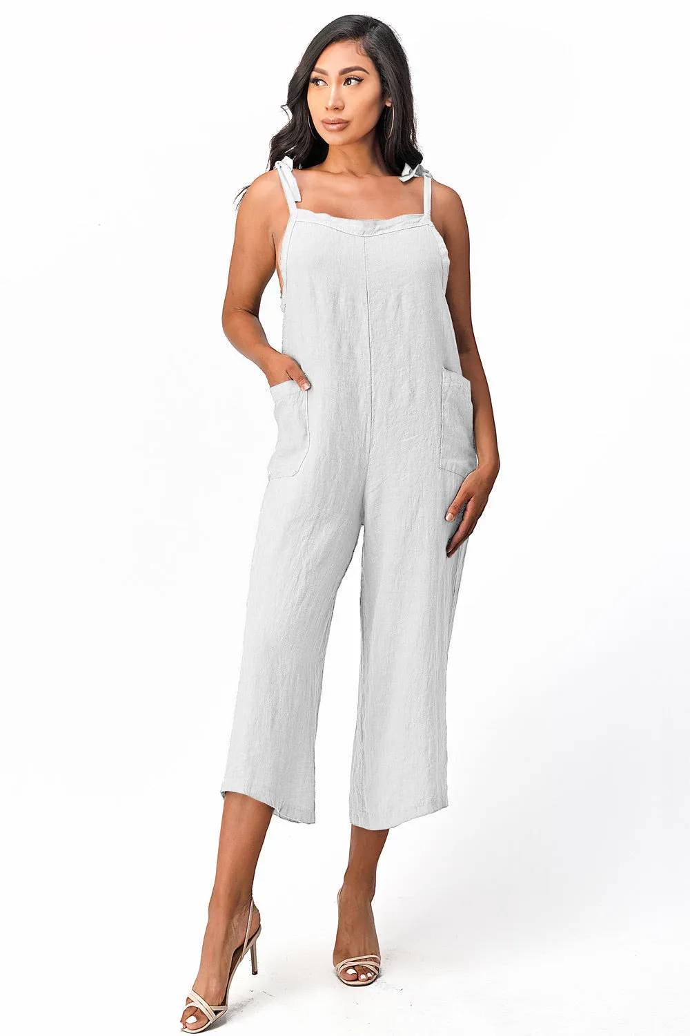 Raw Moda Sides Adjustable Linen Romper