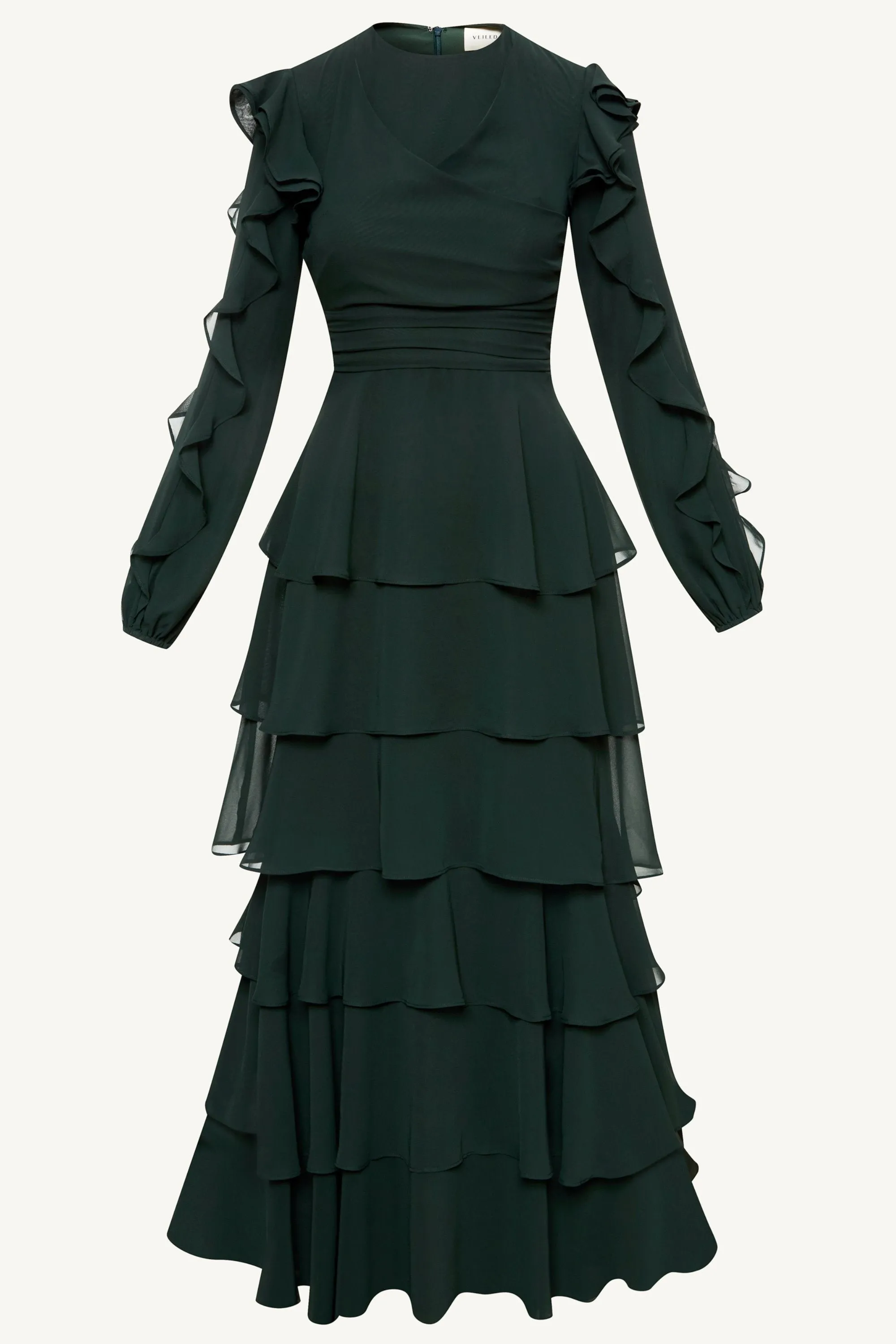 Renad Tiered Chiffon Maxi Dress - Emerald