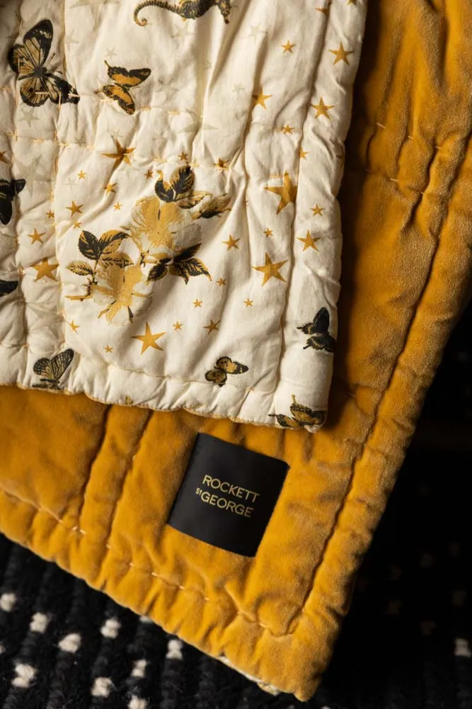 Reversible Gold Rock & Rose Throw