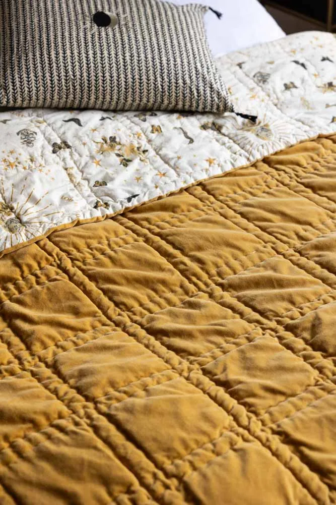 Reversible Gold Rock & Rose Throw