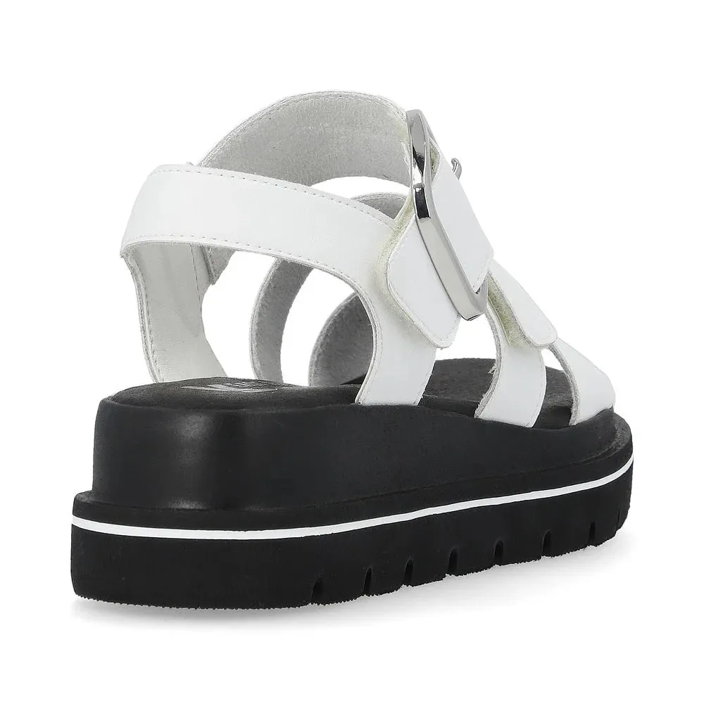 Rieker Evolution Manila W1650-80 White Leather Gladiator Sandals