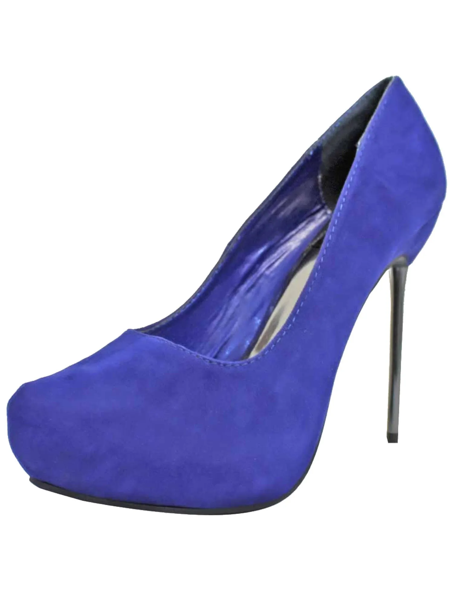 Royal Blue Stiletto Womens Faux Suede Platform Pumps Size 7