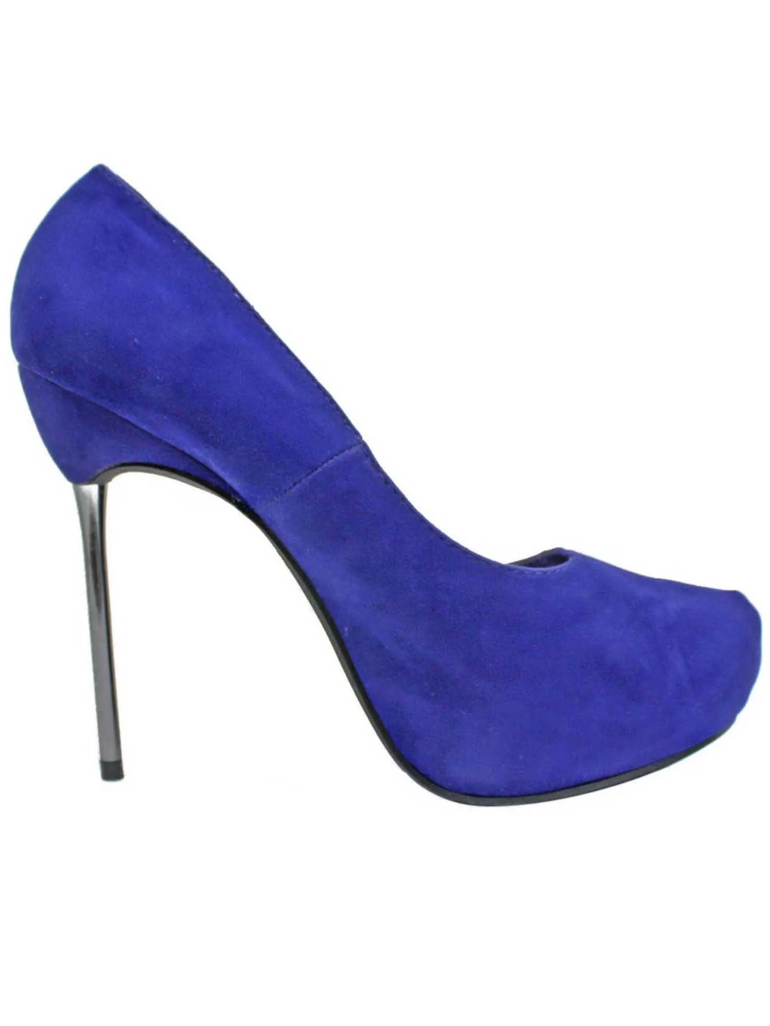 Royal Blue Stiletto Womens Faux Suede Platform Pumps Size 7