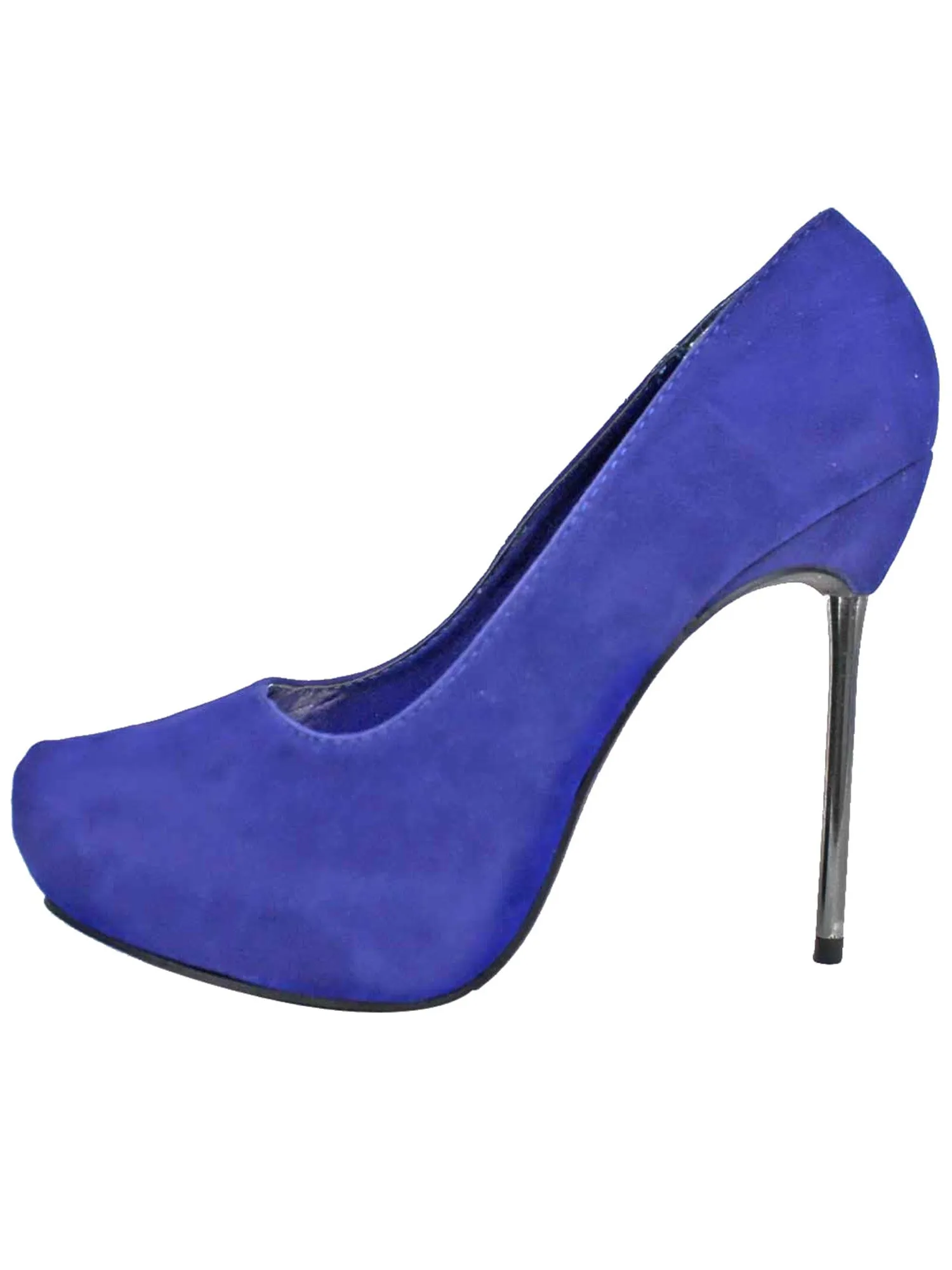 Royal Blue Stiletto Womens Faux Suede Platform Pumps Size 7