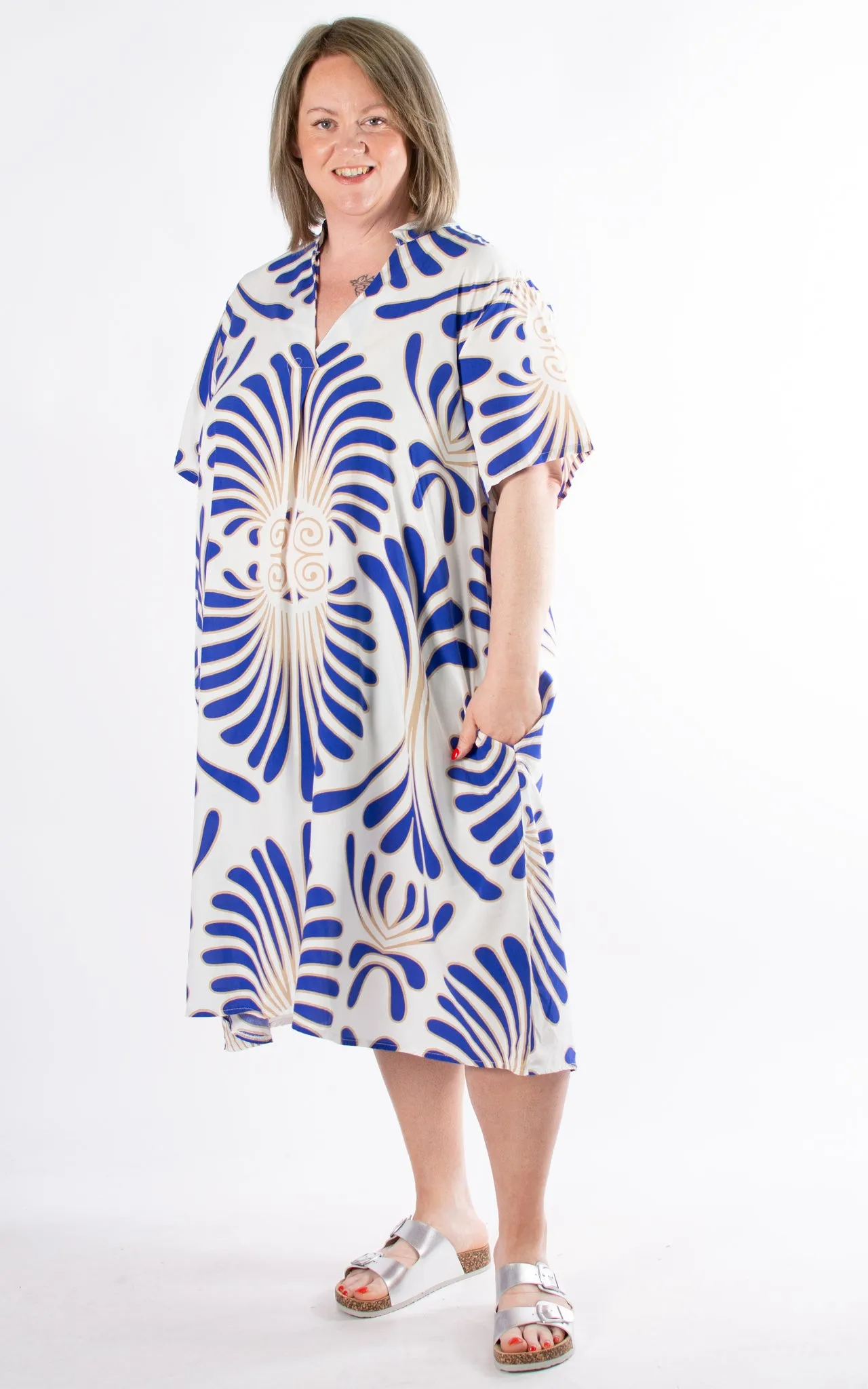 Sharon Pattern Dress | Cobalt