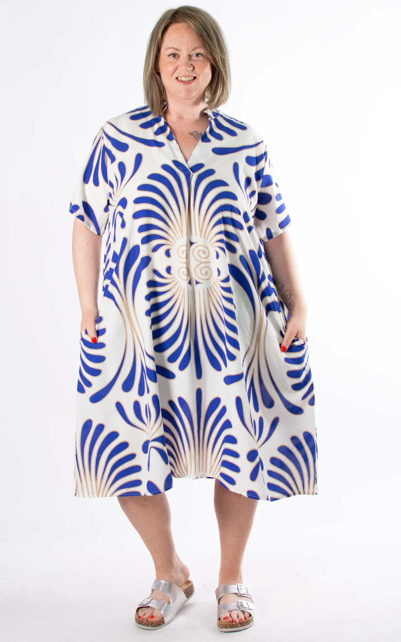 Sharon Pattern Dress | Cobalt