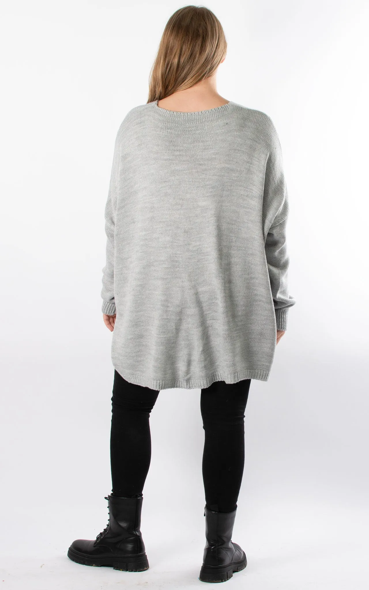 Side Flower Knit Jumper | Grey