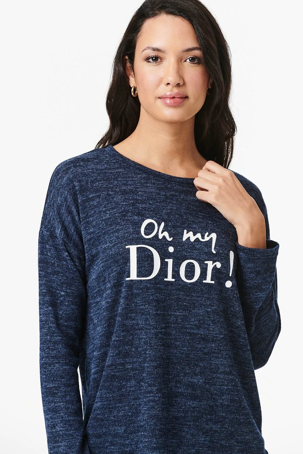 Slogan Print Long Sleeve Top