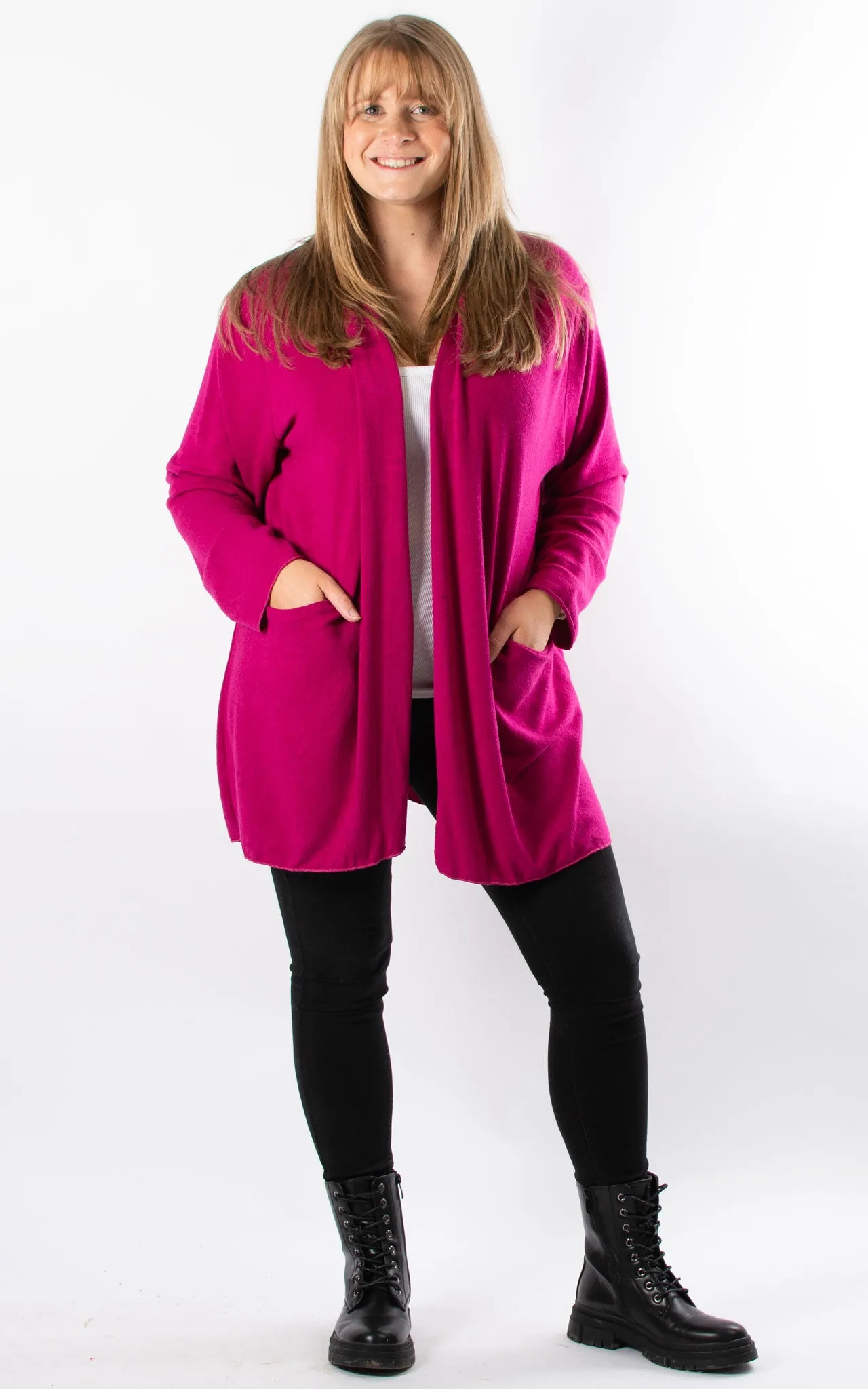 Soft Knit Cardigan | Magenta