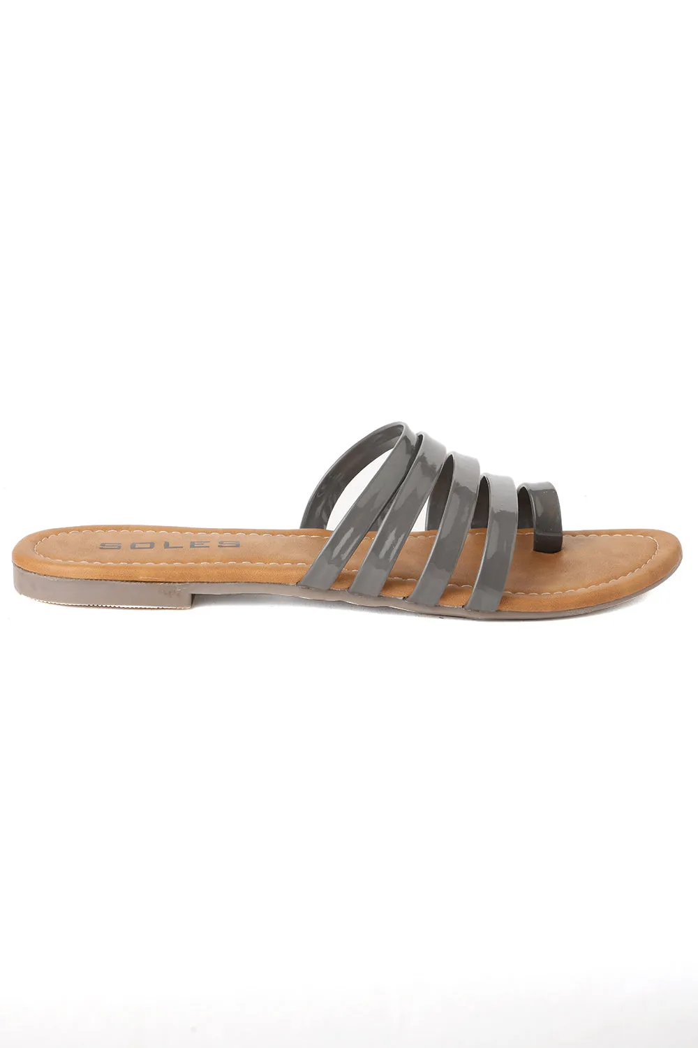 SOLES Trendy Grey Flat Sandals - Luxurious Elegance