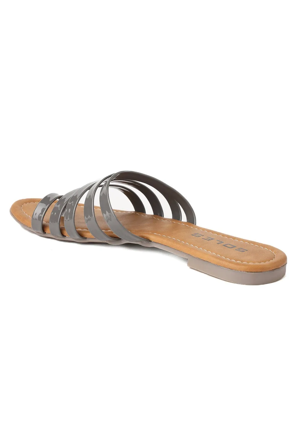 SOLES Trendy Grey Flat Sandals - Luxurious Elegance