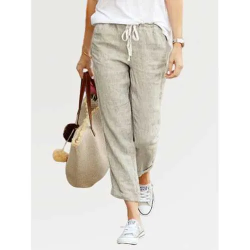 Solid Color Casual Drawstring Pant